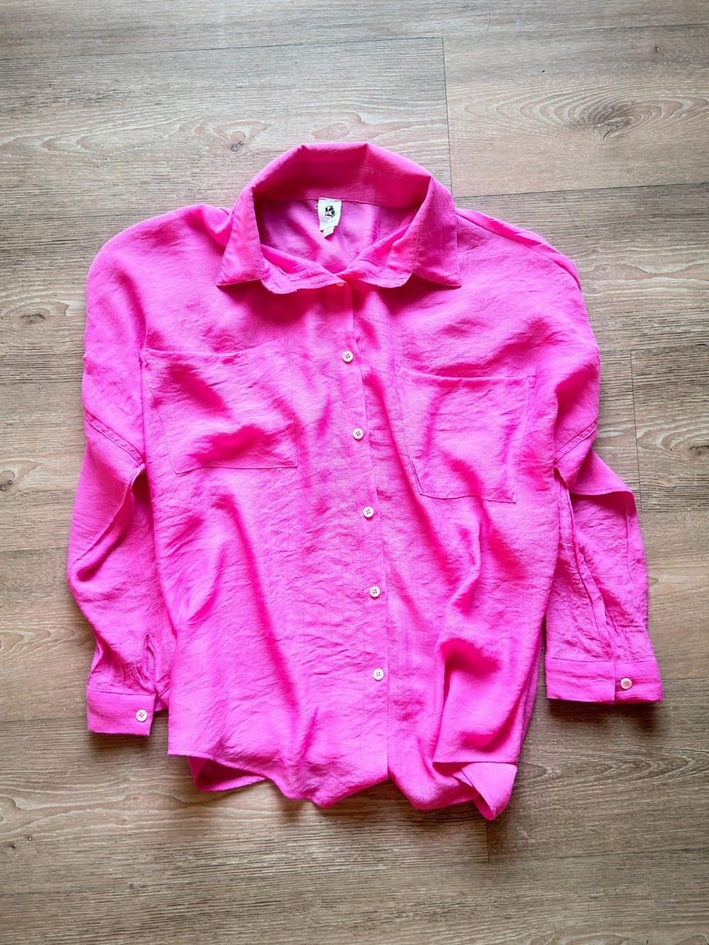 Bright Pink Women's Button-Down Blouse by LAWLESS